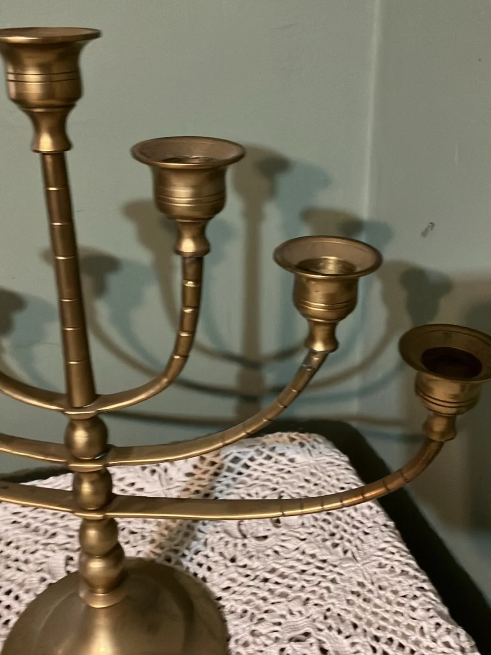 Vintage Brass 7-Branch Menorah Candle Holder Candle Holder